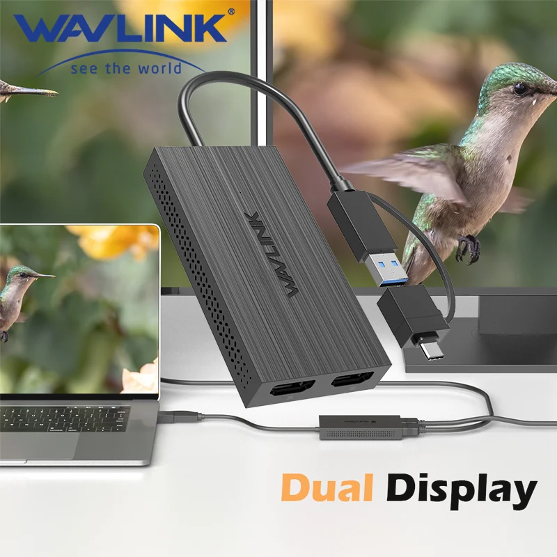 Wavlink-USB 3.0からhdmiデュアルディスプレイアダプター,USB C