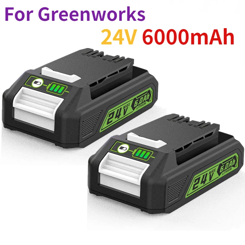 

Replacement greenworks 24v 6.0Ah bag708 battery 29842 lithium battery compatible with 20352 22232 24v greenworks battery tools