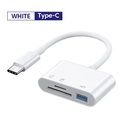 Universal 3-in-1 USB Type-C Card Reader Adapter (White)