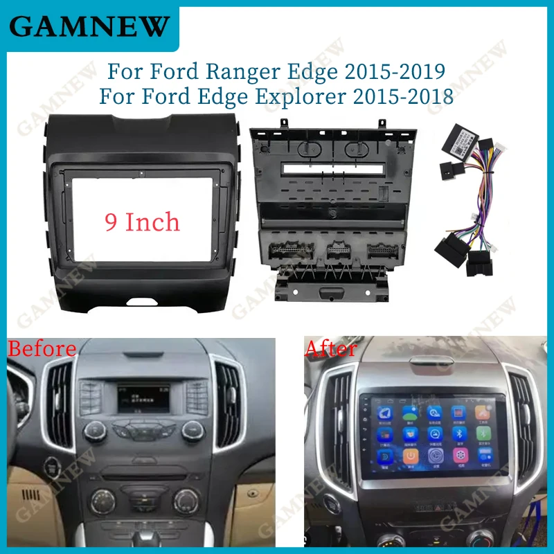 

9 Inch Car Frame Fascia Adapter Canbus Box Decoder Android Audio Dash Fitting Panel Kit For Ford Ranger Edge 2015-2018