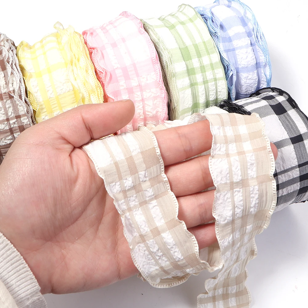 Plaid Wavy Edge Lace Ribbon - 5 Yards for DIY Crafting and Decor