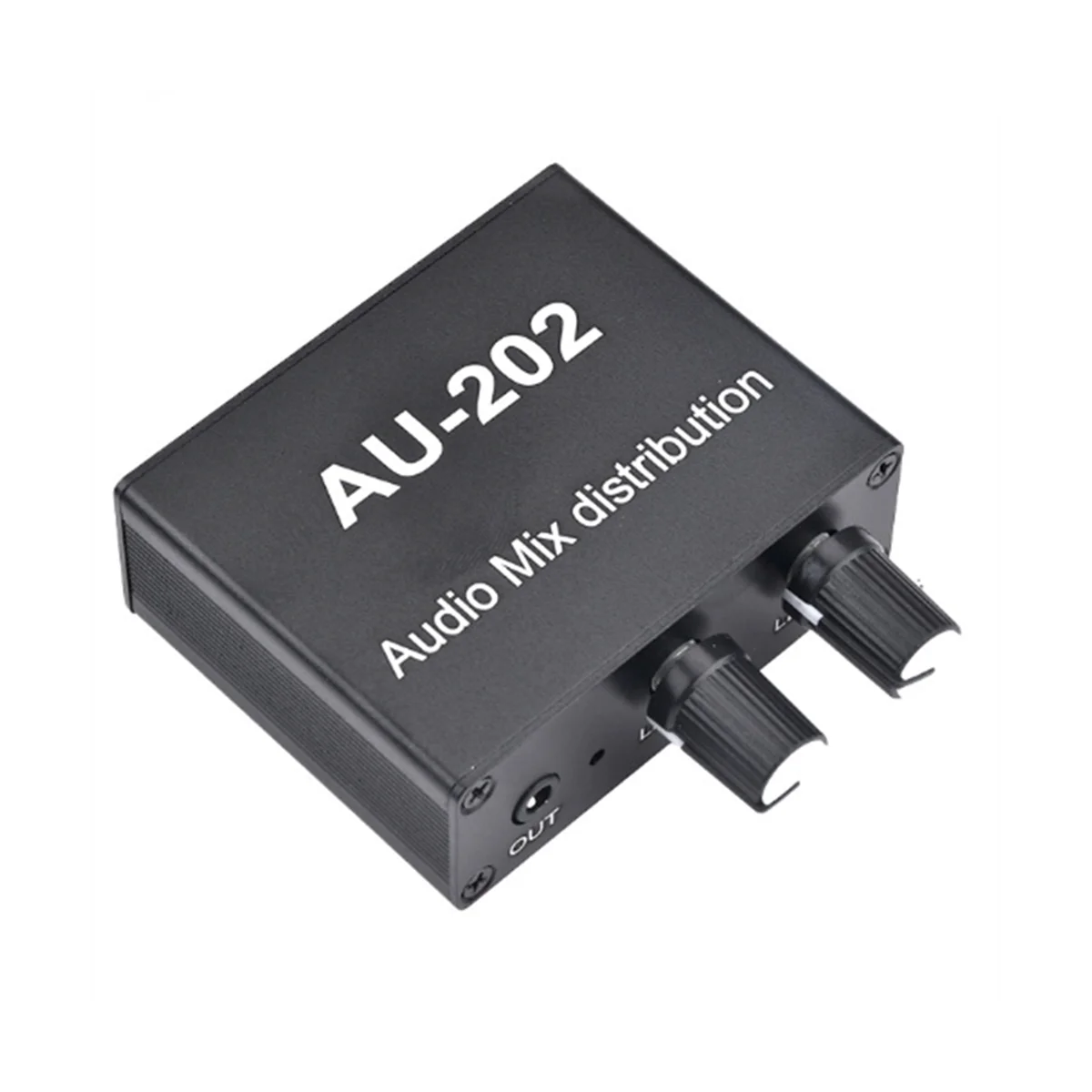 AU-202 2 Input 2 Output Stereo Mixer Audio Distributor for Headphone External Power AMP Volume Alone Control audio speaker