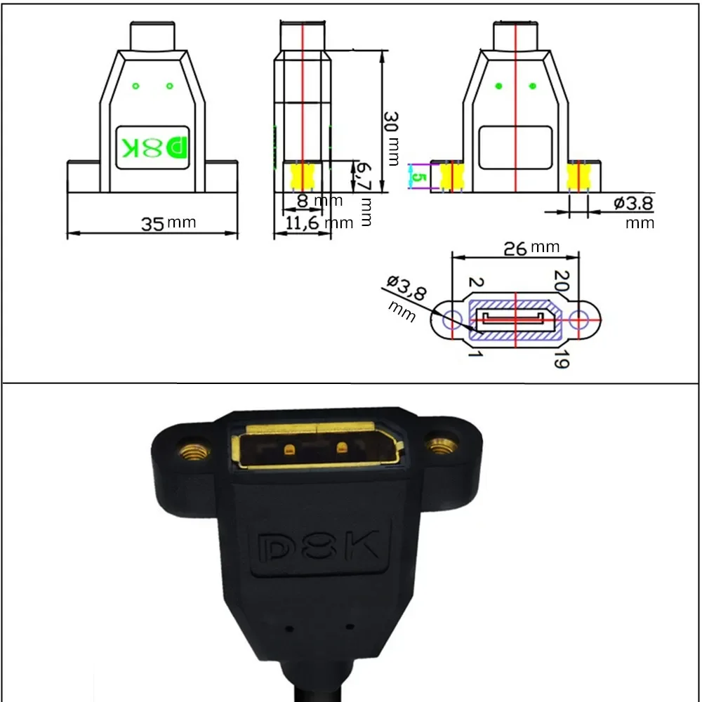 1.4 8K@60Hz DP DisplayPort Ȯ г Ʈ ̺ - DisplayPort - DisplayPort - - 0.3M/1M/1.8M;