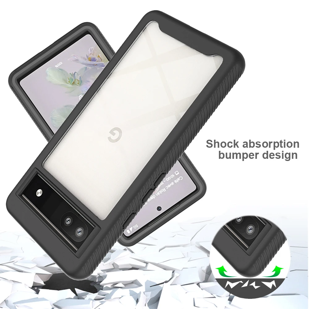 Heavy Duty Rugged Armor Shockproof Case with Soft TPU and Hard Plastic Transparent Back Cover
