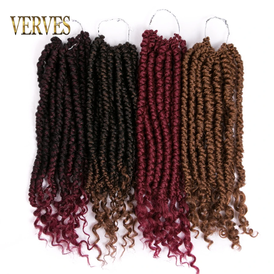 VERVES Synthetic Braiding Hair Ombre Locs Curly 14 Inch 12 Strands/Pcs Crochet Braids Dread Locs Hair Extensions Twist Black Bug