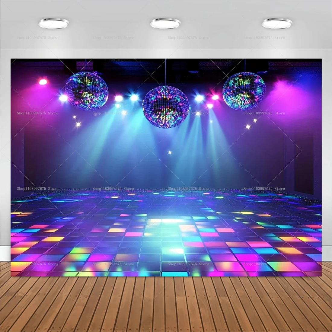70er 80er 90er Disco Dance Party Hintergrund Retro Club Neon Ball Bühnenbanner Geburtstag Foto Hintergrund Requisiten Party Dekor Zubehör – Detail 6