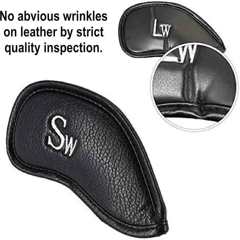 Premium Magnetic Leather Golf Club Head Cover a Set of 11 Pieces Suitable for Most Club Heads Embroidered With Club Labels 5