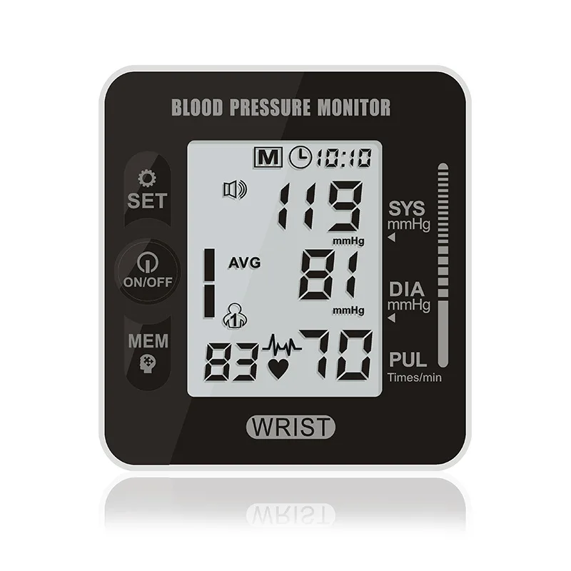 Digital Adult Blood Pressure Heart Monitor Tensiometer BP Wrist Cuff Manometer Automatic Sphygmomanometer BP Pulse Rate Meter