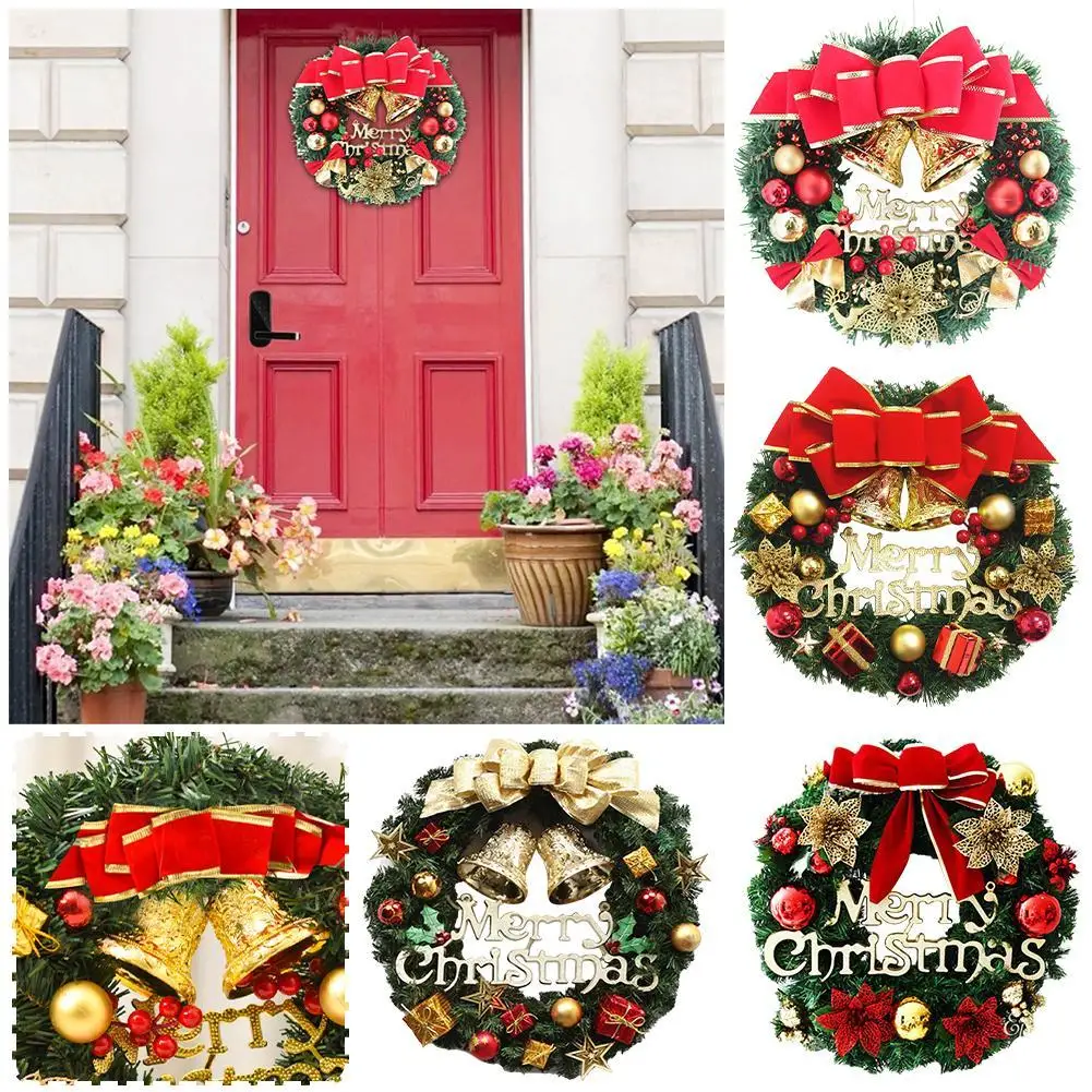 

30x30cm Elegant Red Christmas Wreath Champagne Gold Christmas Wreath Window Door Wall Ornament Decorations Home Ornaments