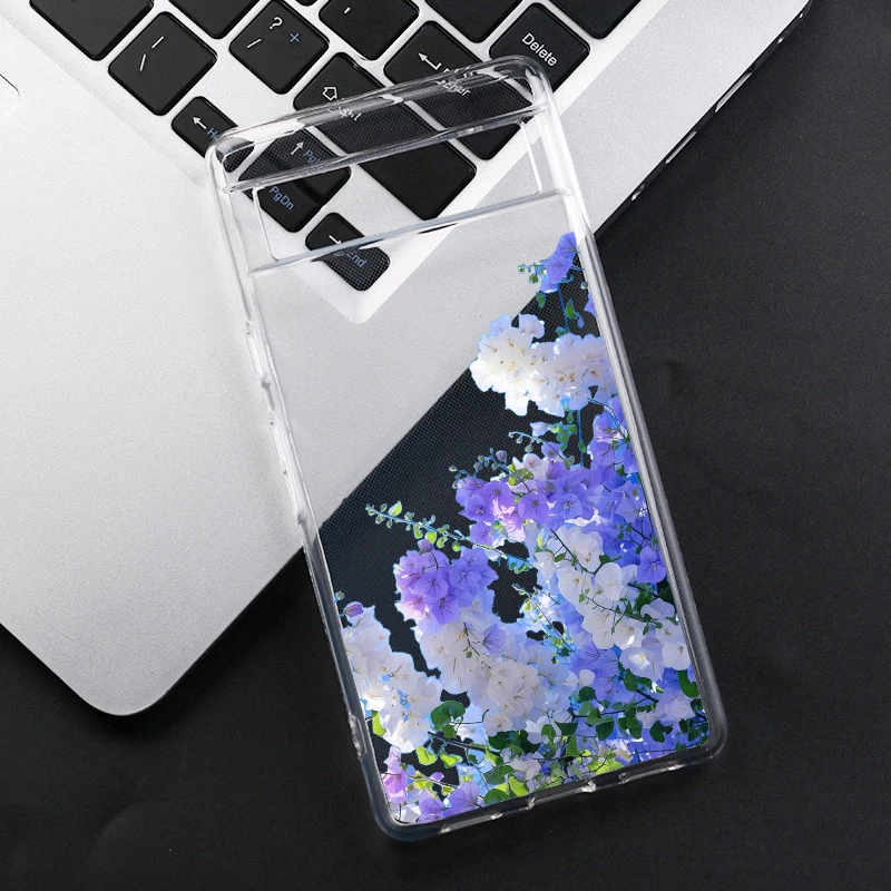 Pink Purple Floral Landscape Phone Case - Clear Soft TPU Back Cover