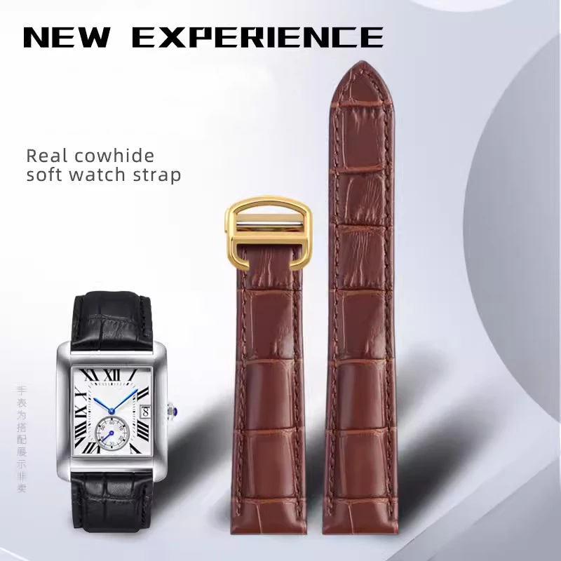 Cinturino Per Orologio In Vera Pelle 18/20/22Mm Bracciale Per Uomo/Donna Sostituisci Cinturini Con Fibbia Pieghevole Per Bracciale Cartier Tank Solo