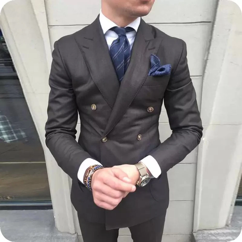 

Mens Suits Wedding Tuxedos Fashion Groom Wear Peak Lapel Slim Fit Blazer Sets Jacket And Pant Costume Homme