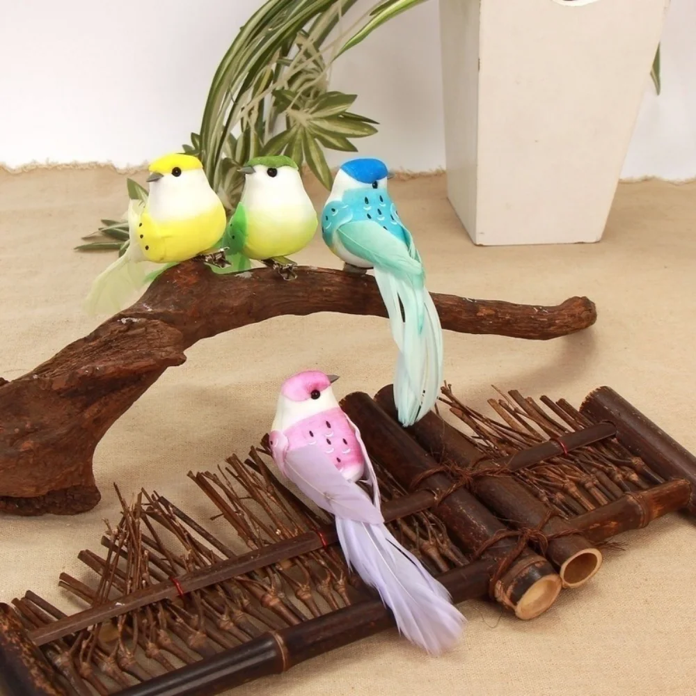 Simulation Artificial Bird Colorful Bubble Birds Home Outdoor Decor Ornament Decoration Yard Garden Accessories - 12 Pcs/box