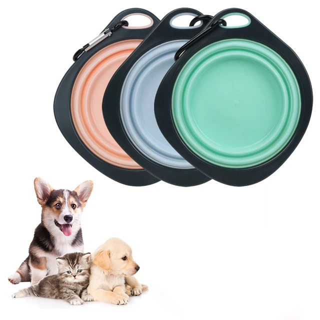 Pet Folding Silicone Bowl Collapsible Pet Outdoor Travel Portable Puppy Food Feeder Dish Bowl Silicone Dog Feeder Bowl 6