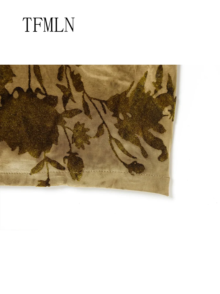 Elegant Women Asymmetrical Slim Dresses 2025 Autumn Fashion Causal Long Sleeve Pleated Party Dress Chic Sexy Printed Party Dress