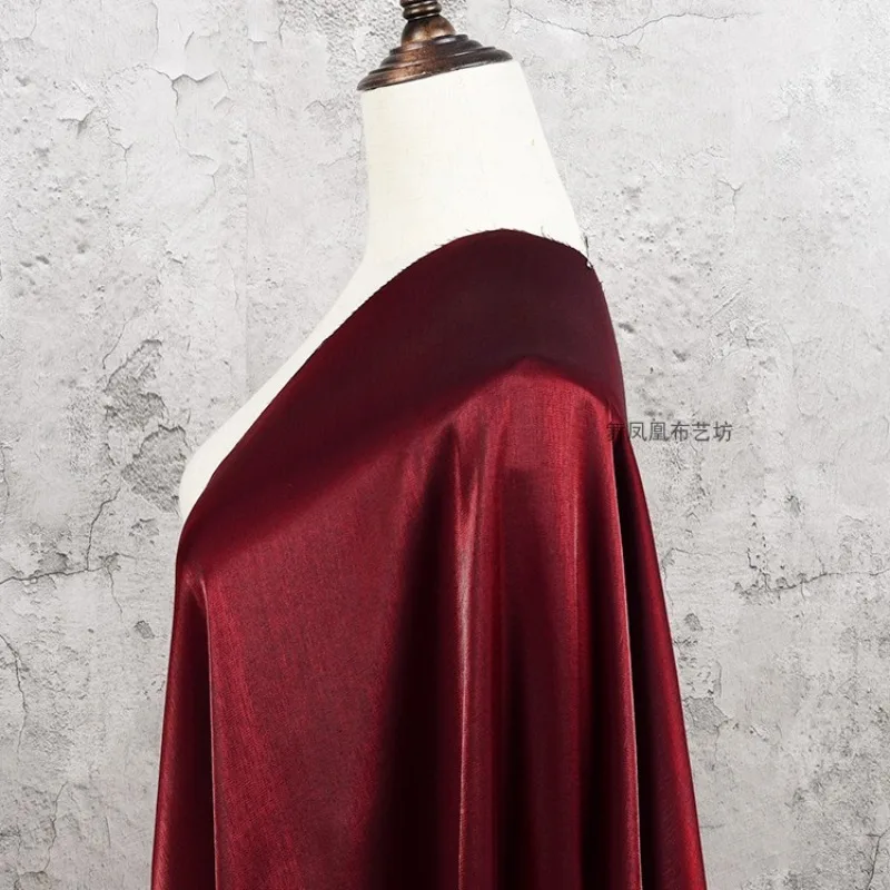 Rust Satrin Burgundy, Two-color Color-changing Glazed Silk Cotton Satin, Shiny ...
