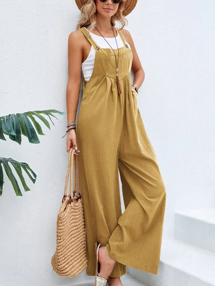 Women Loose Fit Fashion Overalls Wide Leg Baggy Bib Overalls Jumpsuit Dungarees Summer Jumpsuit Casual Elegant Overalls Summer - Image 6