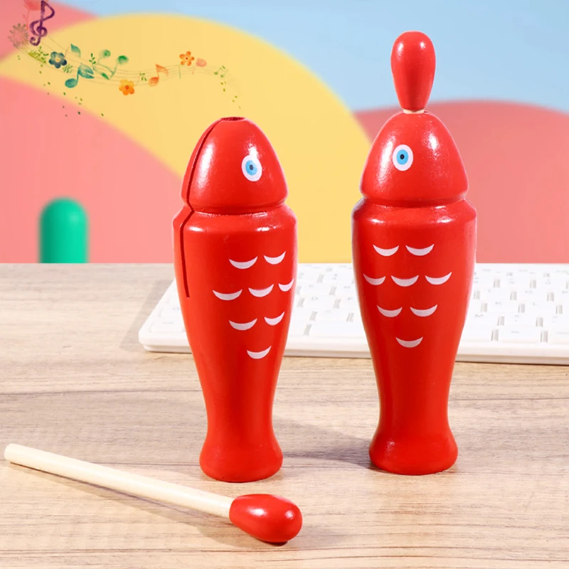 Wooden Fish Orff Percussion Instrument Music Equipment Single Sound Tube Two Tone WoodBlocker Easy to Use Beginners Rhythm TMZ