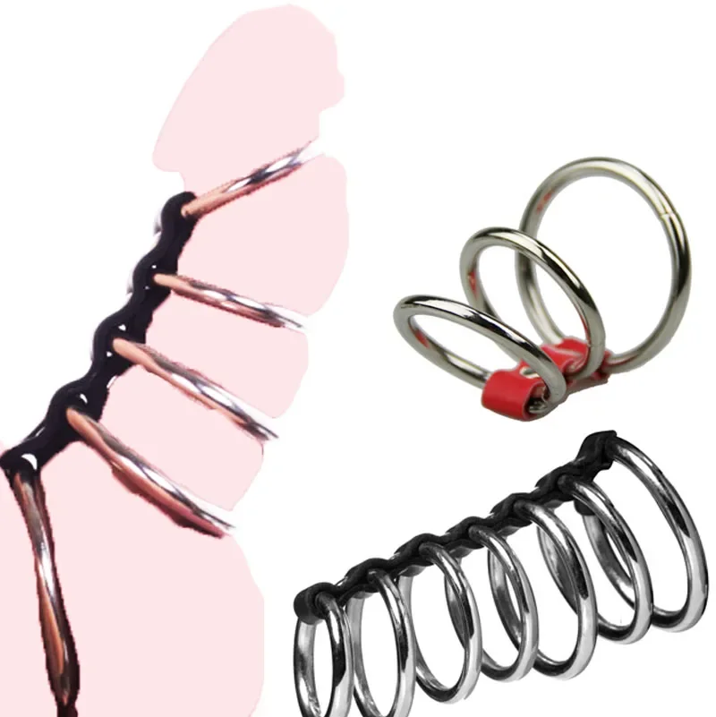 

Male Chastity Devices Strict Leather Gates of Hell Lasting erection Cock Ring delay balls Loop bold penis extend sex toys