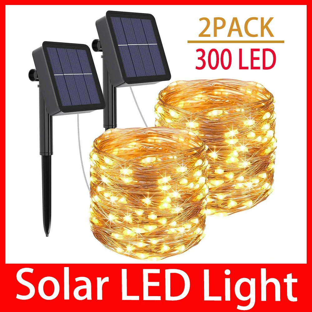 

32M Outdoor Solar LED Copper Wire Fairy Light Waterproof 8 Modes for Garden Festive Wreath Christmas Decoration
