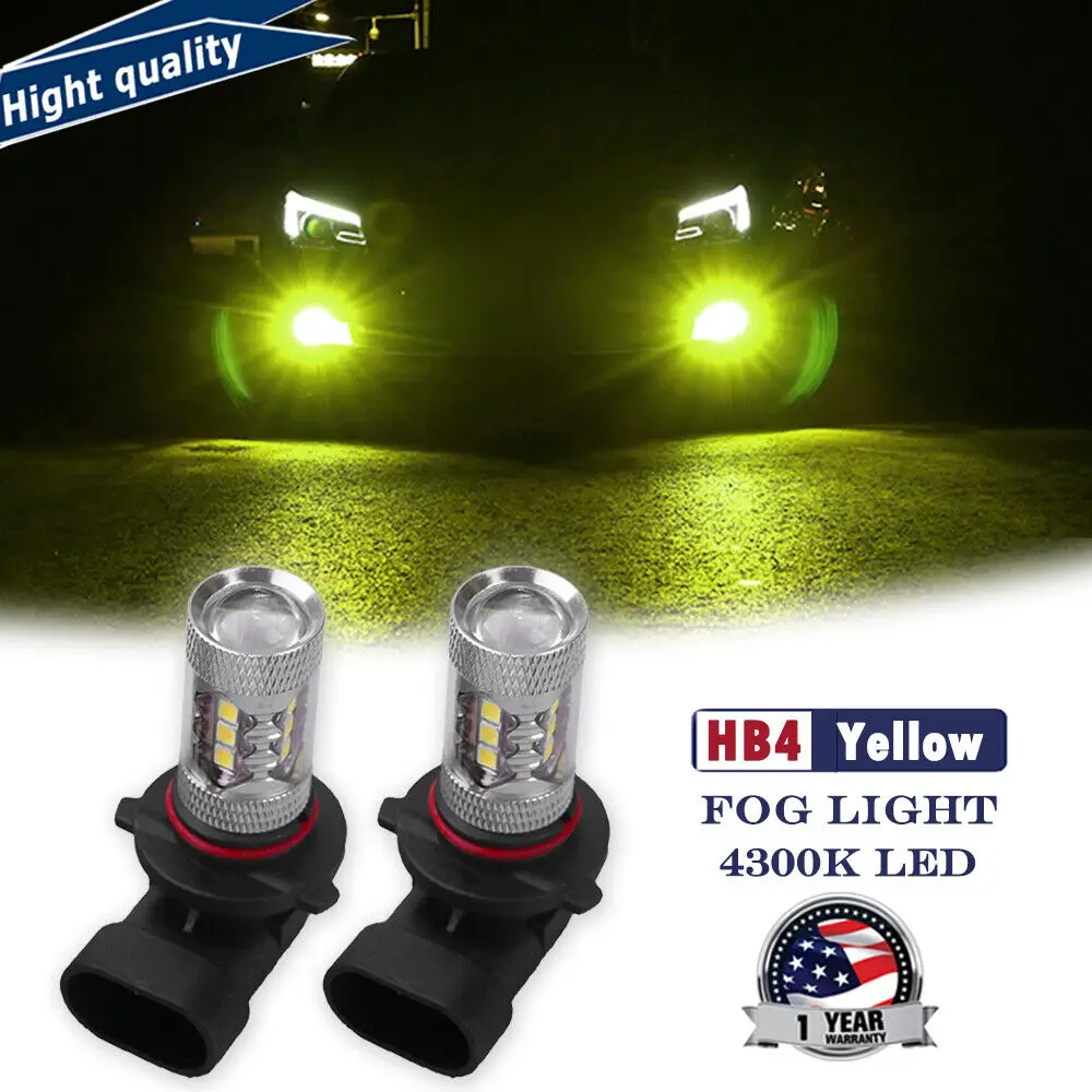 

2x Upgrade 80W 16-SMD 4300K Yellow 9006 HB4 Bulbs LED Fog Driving Light