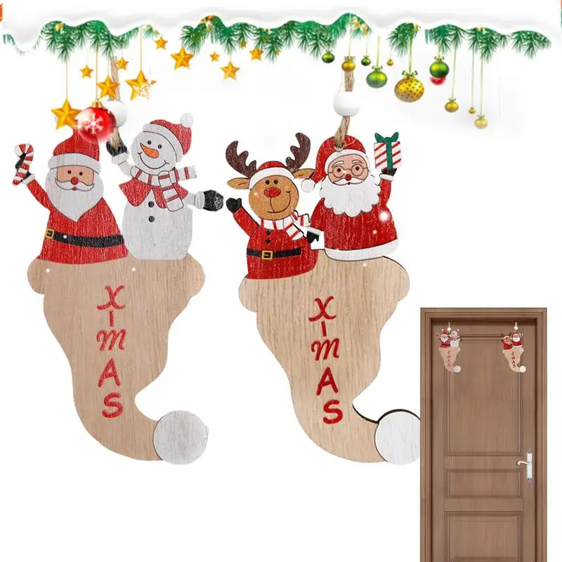 

Santa Claus Tree Ornament Wooden Christmas Ornaments Santa Christmas Hat Pendant Holiday Hangings Christmas Tree Pendant