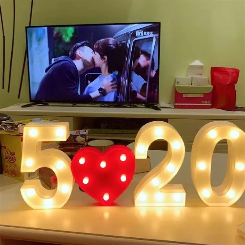 

Alphabet Letter LED Lights Luminous Number Lamp Atmosphere Light Home Wedding Bedroom Decoration Night Light Galaxy Projector