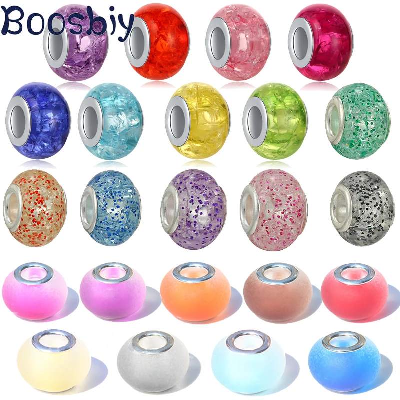 

Boosbiy 2Pc/Lot DIY Jelly Color & Ice Crack & Fine Powder Glass Bead Beads Fits Brand Bracelet Necklace Jewelry Making Accessory