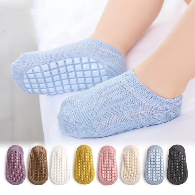 Summer Baby Socks Boys Girls Candy Solid Color Ankle Short Socks Toddler Thin Soft Breathable Indoor Non-slip Floor Sock