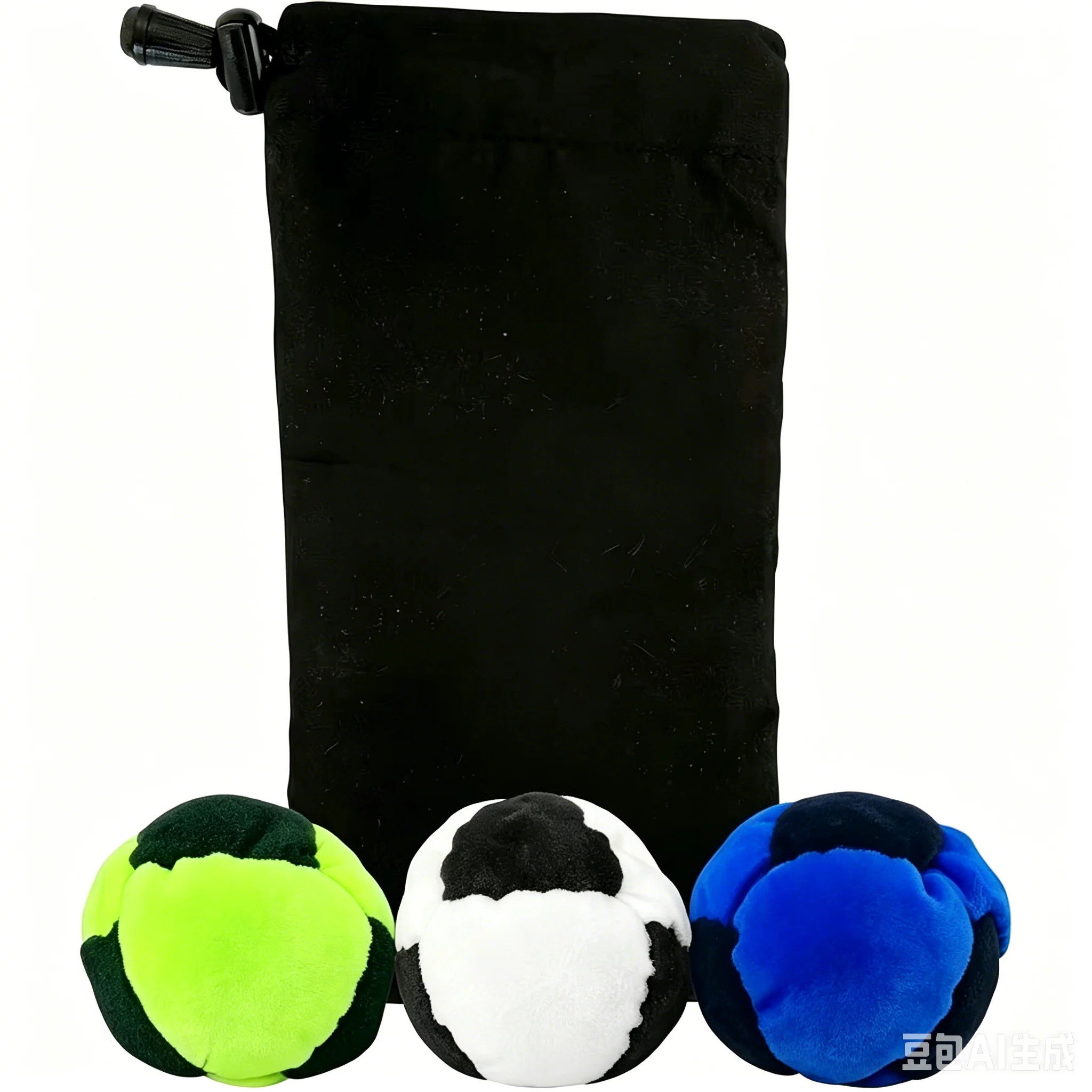 Set di 3 Hacky Sack Classici con Borsa per il Trasporto, Set di Footbag in Suede Sintetico a 8 Pannelli Riempito di Sabbia per Principianti e Giocatori - immagine 2