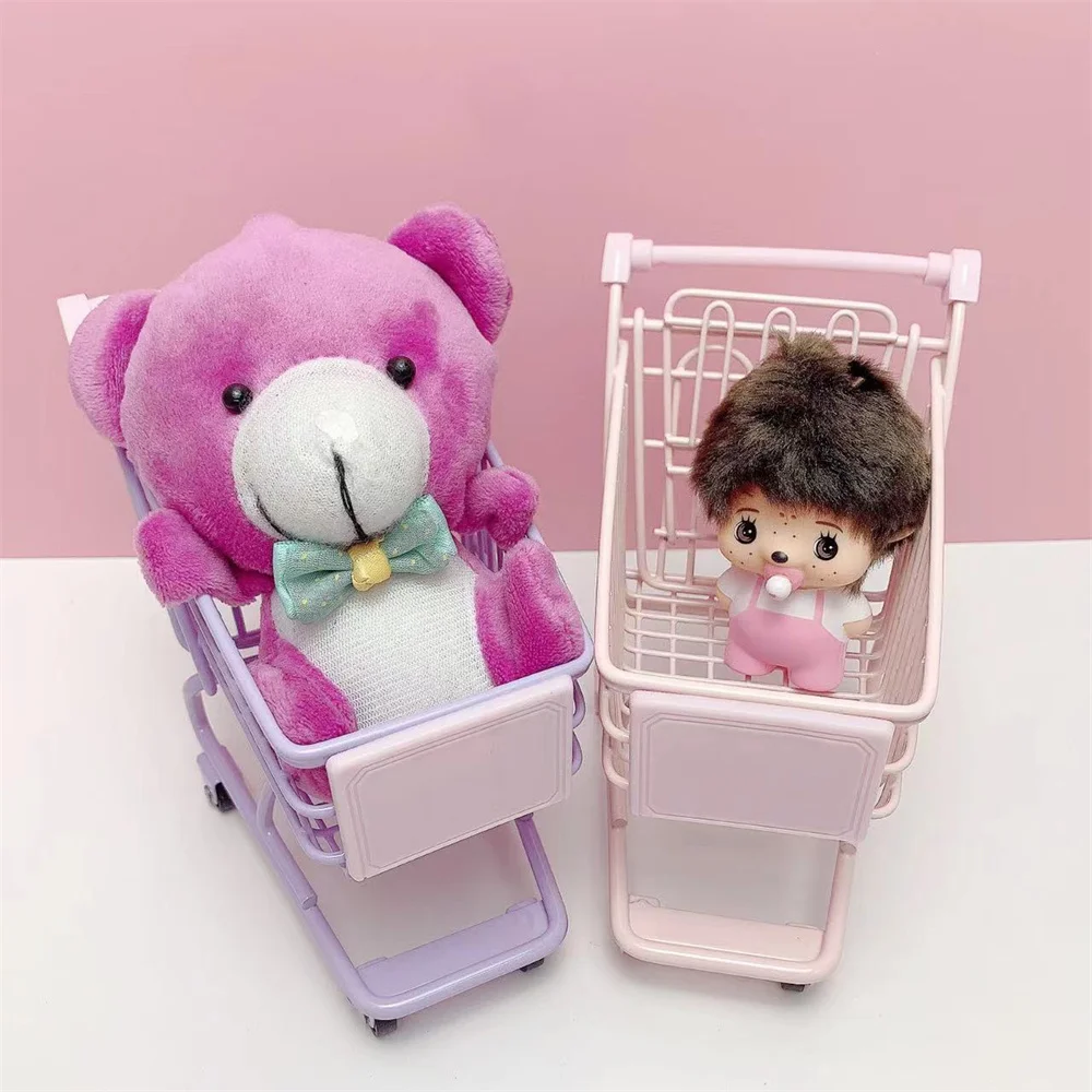 Creative Cute Desktop Storage Boxes Mini Shopping Car Storage Basket Sorting Basket Simulation Supermarket Hand Trolley Ornament