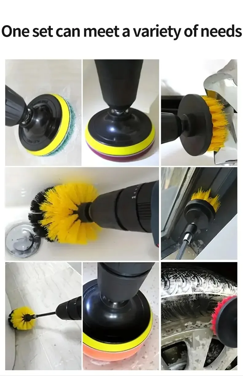 Description Picture 6 of item12pcs Electric Drill Brush Head Cleaning Household Universal Tools Floor Tile Polishing Kitchen Bathroom Car Wash Descaling Set
