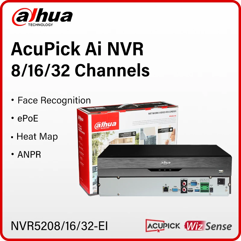 Network Video Recorder Dahua WizSense NVR5208-EI NVR5216-EI NVR5232-EI AcuPick Network Video Recorder Face Recognition Perimeter Protection EPTZ RS-485