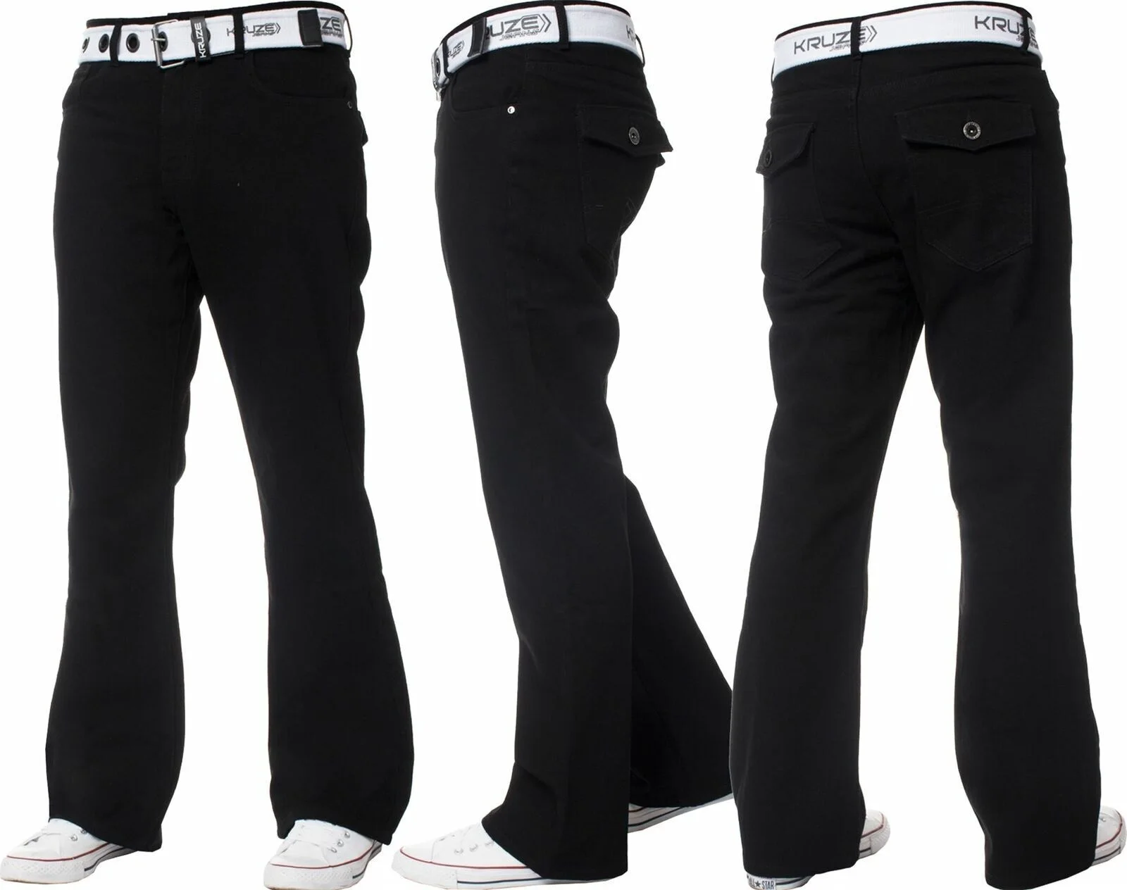 Kruze Denim New Mens Bootcut Jeans Wide 