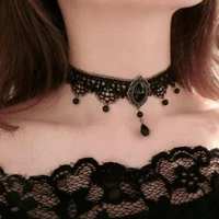 Nouveau Sexy gothique Sautoirs cristal noir dentelle cou collier ras du cou Vintage victorien femmes Chocker Steampunk bijoux 2