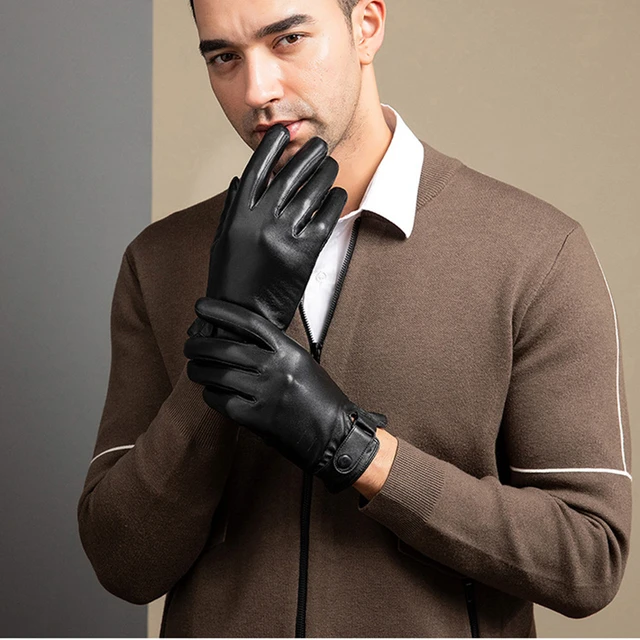 Leather Gloves Men Alepo Winter PU Leather Gloves For Men, Warm