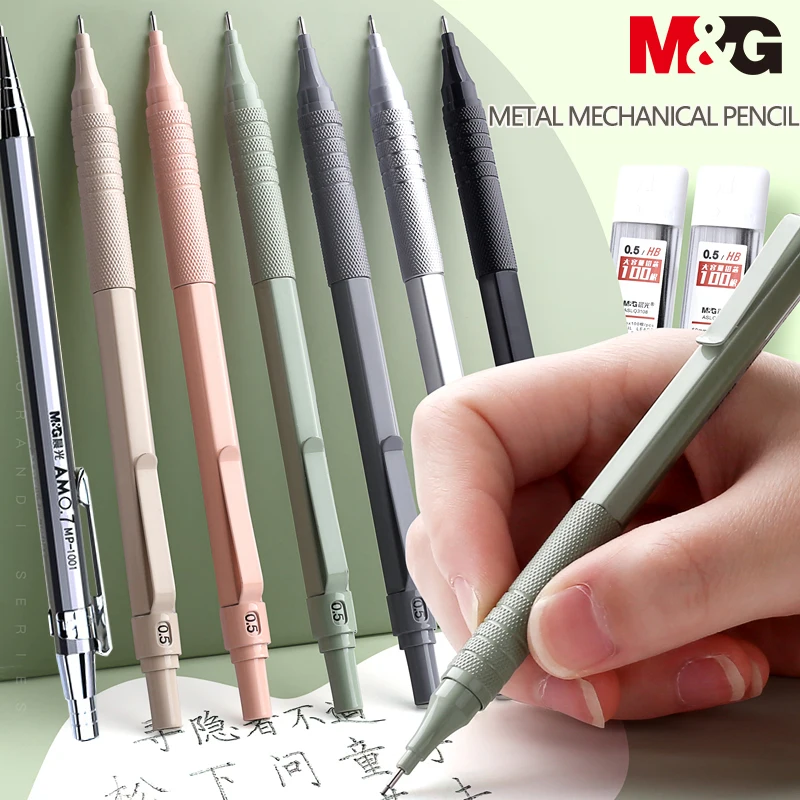 M&G Metal Mechanical Pencil 0.5mm/0.7mm Lead Refill Student Writing Stationery Automatic Pencils Office School Supplies 2b hb mechanical pencil lead 2mm automatic pencil lead core refill replaceable core for pencils korean stationery school office
