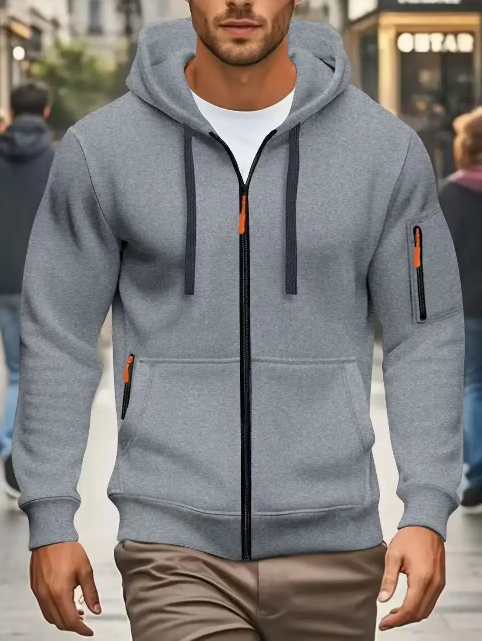 2025 nuovo autunno e inverno sciolto plus size tendenza uomo multi tasca con cerniera cardigan felpa giacca felpa con cappuccio 3