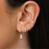 4pcs 18K Gold Plated Dainty Cubic Zirconia Ear Stud Huugie Hoop Earring Stainless Steel Stackable Set For Women Piercing Jewelry 2