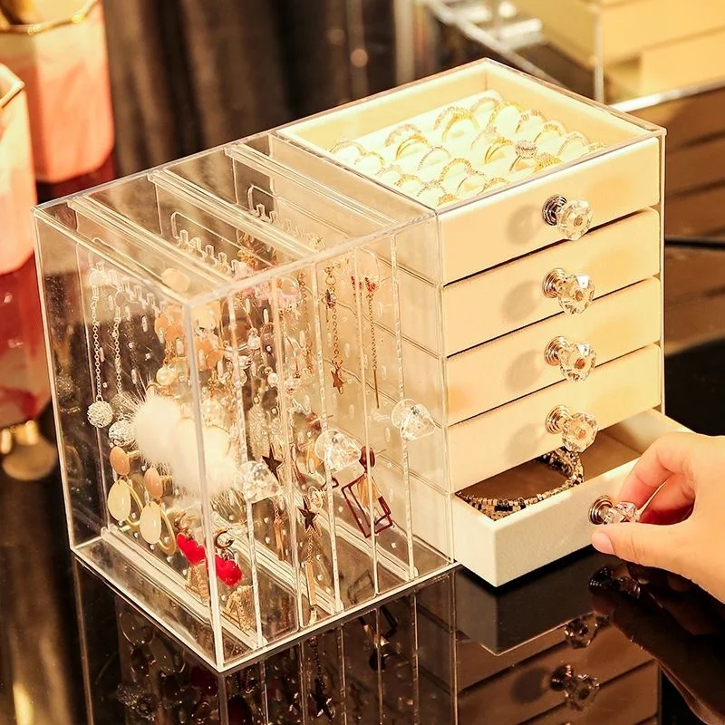 

Большая шкатулка для ювелирных изделий Casegrace, органайзер из искусственной кожи для девочек, ящик для ювелирных изделий, шкатулка для серег, колец, ожерелий, украшений