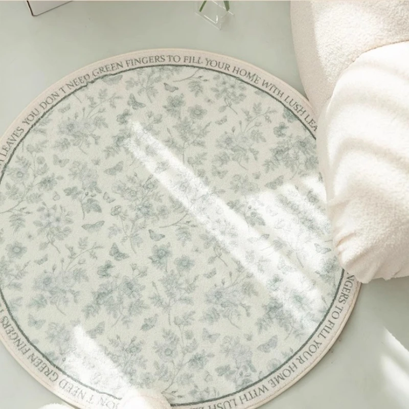 Green Round Living Room Carpet Modern Minimalist Small Floral Bedroom Bedside Rug Fresh Fashion Creative Soft Sofa Floor Mats 러그