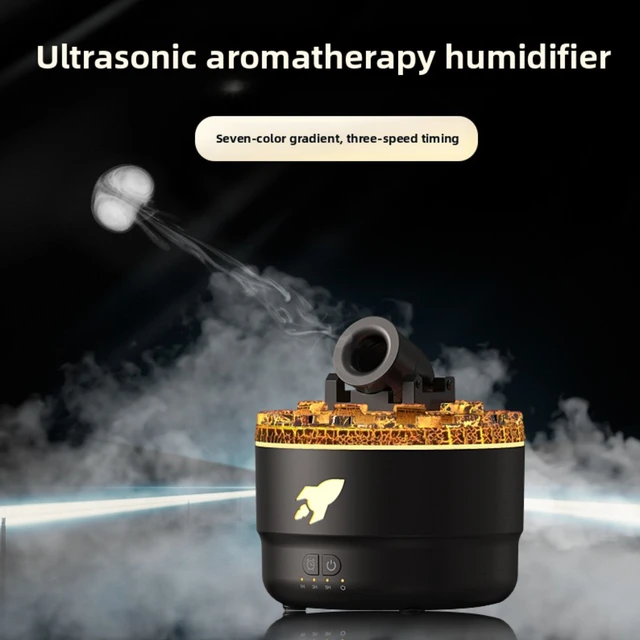 1pc Creative Fort Colorful Crack Aromatherapy Machine Home Desktop Small Ultrasonic Smoke Ring Humidifier. Suitable as a gift 1