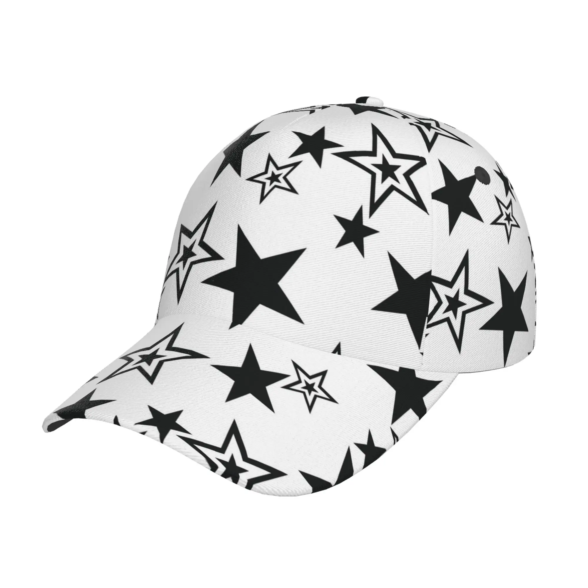 

Fashion Stars Black and White Baseball Cap for Unisex Adults Adjustable Golf Hat for Sports Golf One Size Print Snapback Hats