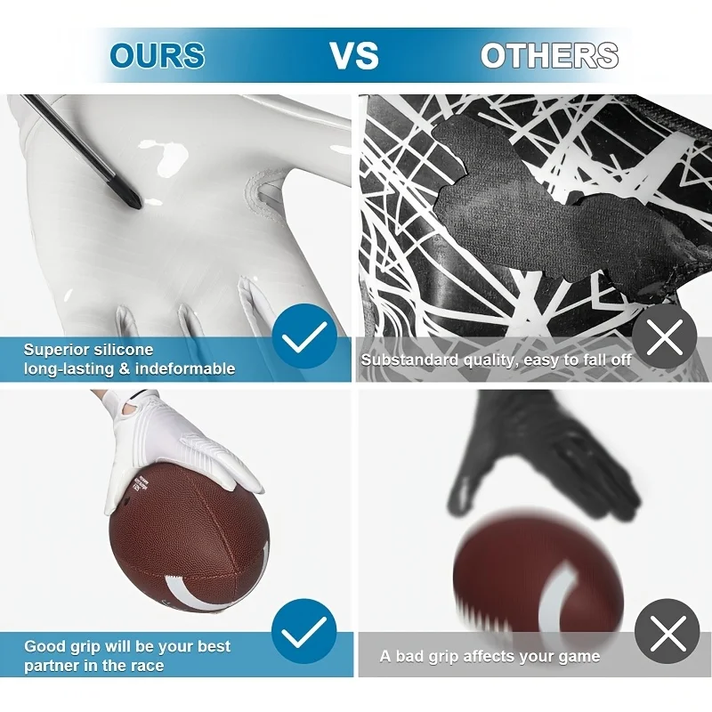 Non-Slip rugby gloves Full Finger Cycling Gloves Silicone Grip Palm American Football Receiving Gloves Outdoor Training & Game 5
