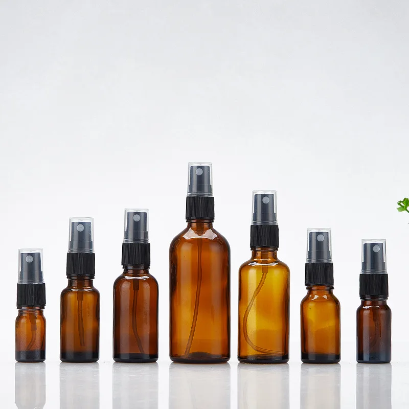 Spray Bottle, Refillable Bottle, Refillable Empty Bottle, Refillable Cosmetic Bottle, Cosmetic Bottle, Cosmetic Bottle Set, Refillable Spray Bottle, Cosmetic Dispenser Bottle, Refillable Bottle Set 5PCS 5/10/15/20/50/100ml Amber Glass Spray Bottle Essential Oil Atomiser Cosmetic Dispensing Container Portable Travel Bottle