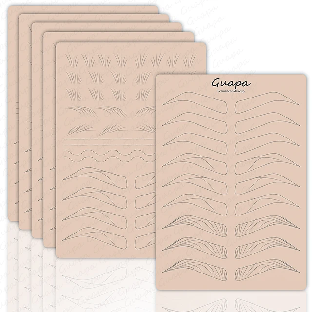 1PC Asia Eyebrow Hair Stroke Pattern Pad Both Side Print Design Synthetic Skin Rubber Plate for