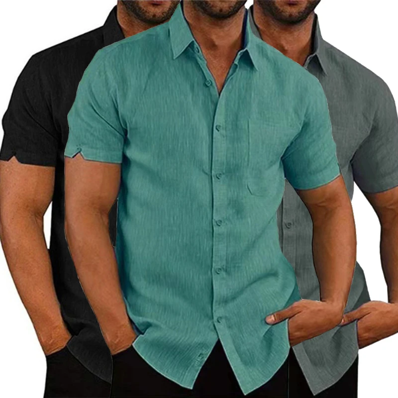 Tanie 2023 wiosna bawełniana pościel na lato koszule dla mężczyzn dorywczo krótkie koszule sklep