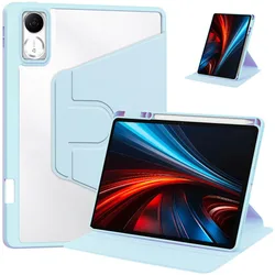 Acrylic Rotating Stand Case with Pencil Holder for Honor GT 11.5 2025 (Sky blue)