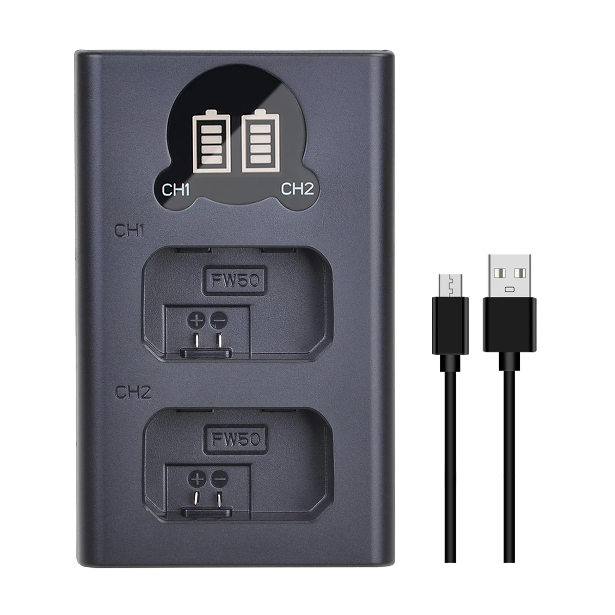 Batmax USB 듀얼 LED 디스플레이 카메라 배터리 충전기,  A7 A7R A7sII A7II A6500 A6300 A7RII NEX 시리즈용, NP-FW50 NPFW50