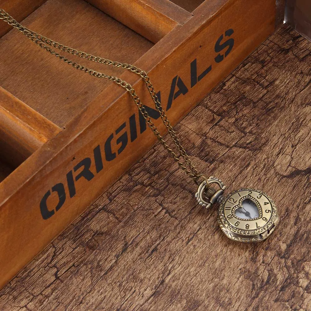 Pocket Watch Quartz Watch Chain Heart Watches LL@17